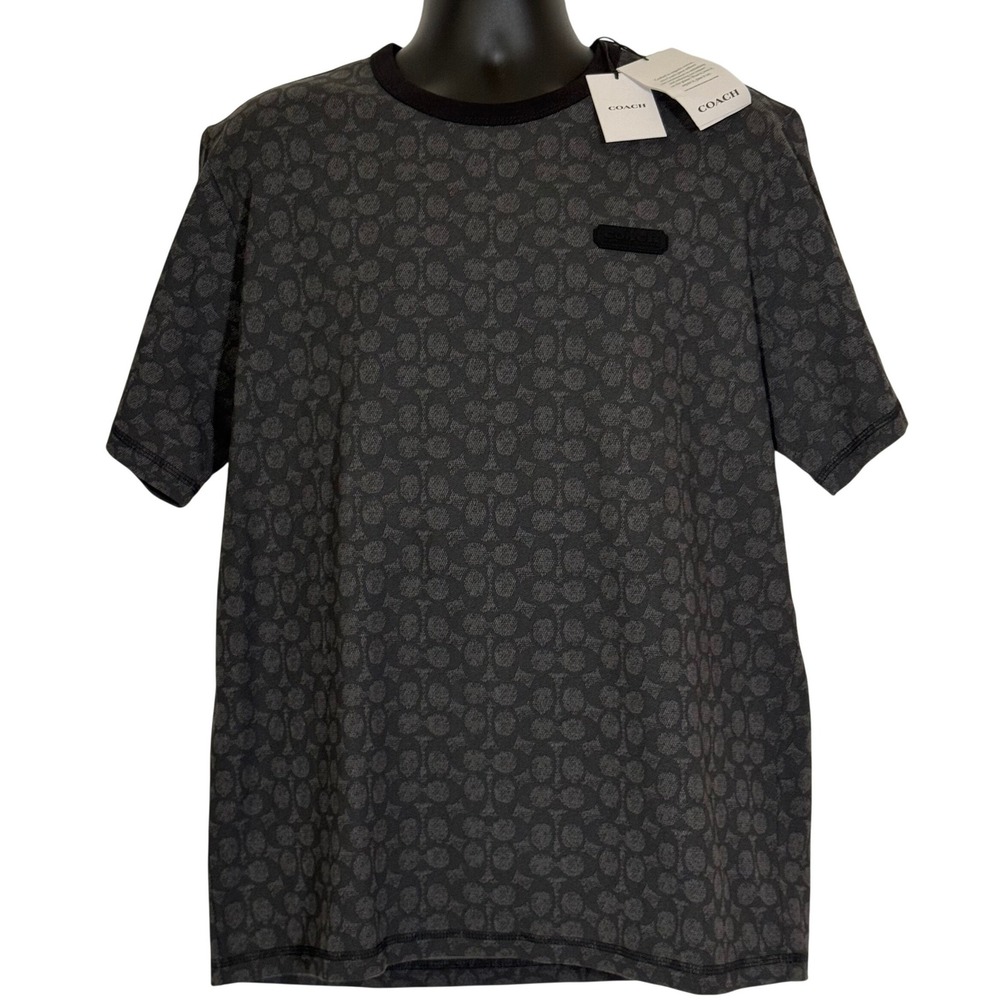 Coach Men's Essential T-Shirt Charcoal Signature Monogram C5763 XL New